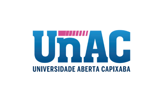 Logomarca da Universidade Aberta Capixaba com a palavra Unac escrita nas cores azul e rosa.