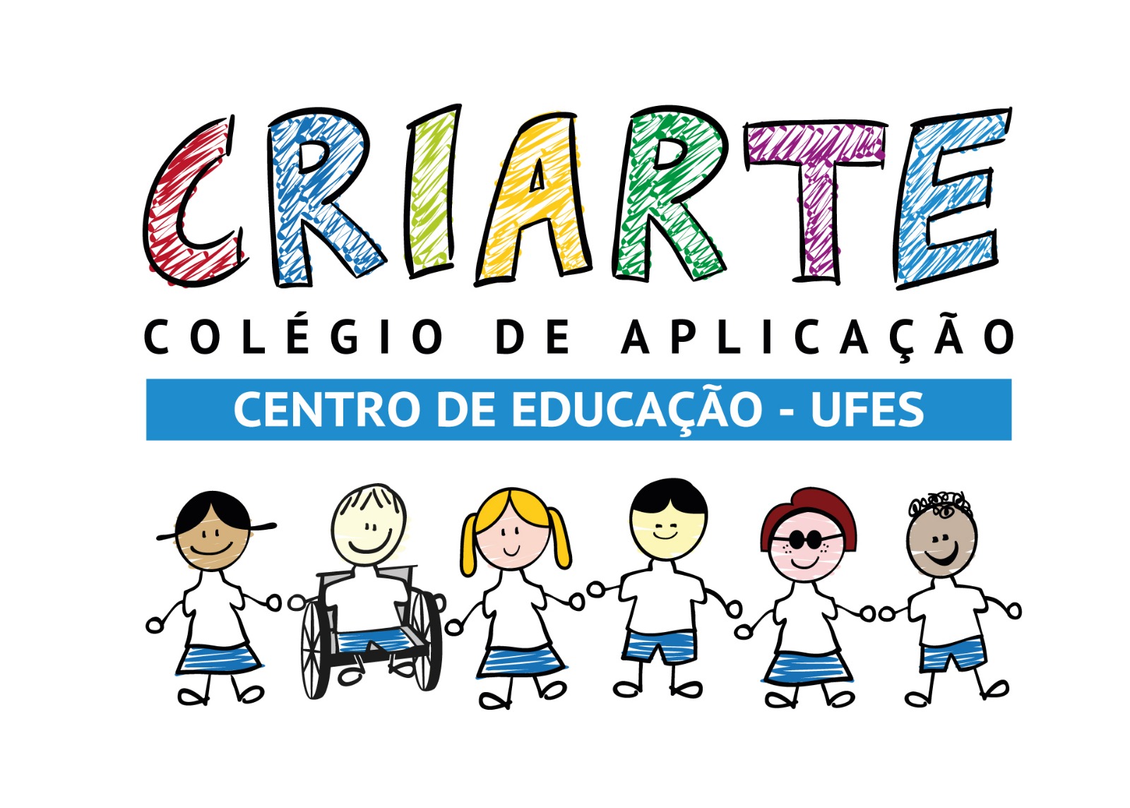 Logomarca do Cap Criarte com o desenho de crianças diversas de mãos dadas
