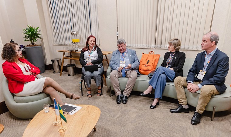 Foto panorâmica da reunião na sala da ministra