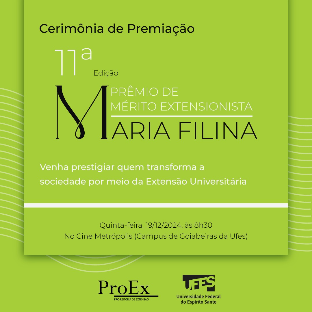 Cartaz de divulgação do prêmio Maria Filina