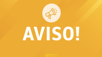 Cartaz amarelo com a inscrição "Aviso"
