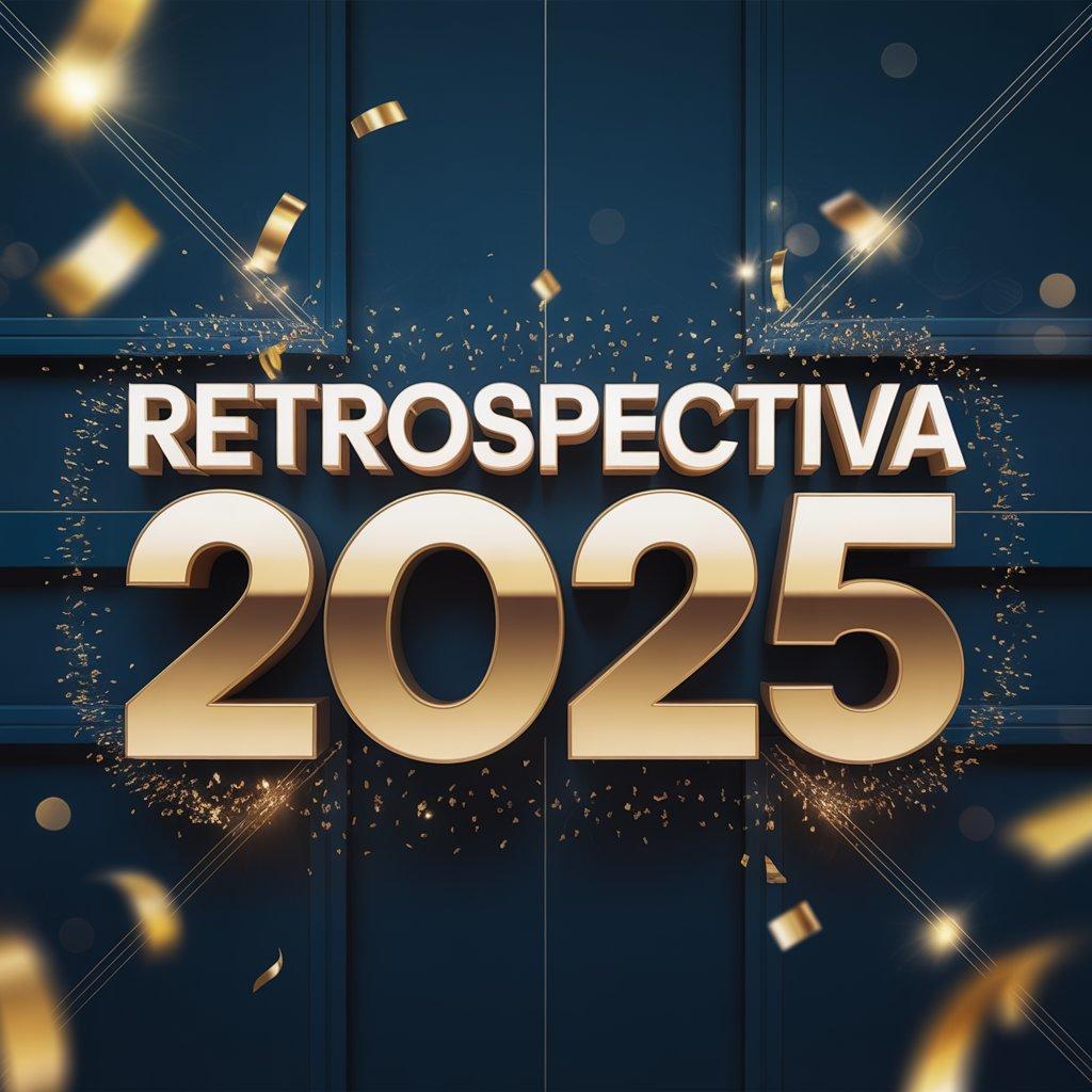 Imagem em tons de azul e dourado onde se lê "retrospectiva 2025"