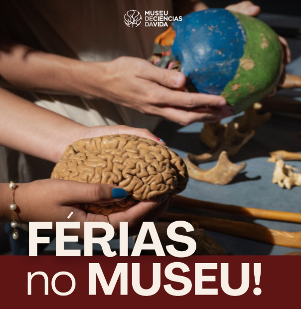 Cartaz de divulgação da programação de férias do museu