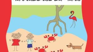 Logomarca do projeto, com um desenho de um mangue e caranguejos vermelhos andando em um tereno